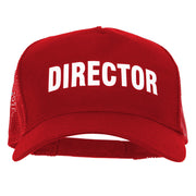 Director Letter Design Heat Transfer Solid Cotton Twill 5 Panel Mesh Cap