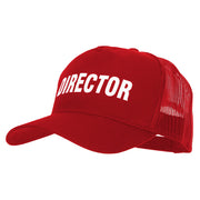 Director Letter Design Heat Transfer Solid Cotton Twill 5 Panel Mesh Cap