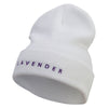 Lavender Embroidered 12 inch Long Knitted Beanie - White OSFM