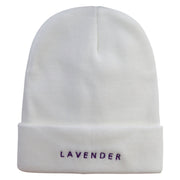 Lavender Embroidered 12 inch Long Knitted Beanie - White OSFM