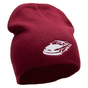 Speeding Car Embroidered 8 inch Acrylic Short Blank Beanie - Maroon OSFM