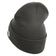 US Marine Corps Logo Embroidered 12 Inch Solid Knit Cuff Long Beanie Made in USA - Charcoal OSFM