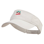 Cuba Sign with Flowers Embroidered Prostyle Cotton Twill Washed Visor - Stone OSFM