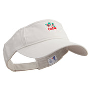 Cuba Sign with Flowers Embroidered Prostyle Cotton Twill Washed Visor - Stone OSFM