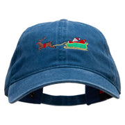 Santa In Transit Embroidered Washed Cotton Brass Buckle Cap