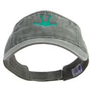 Frog Footprints Embroidered Washed Pigment Dyed Cotton Twill Visor - Olive OSFM