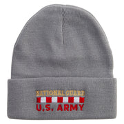 National Guard US Army Embroidered 12 inch Acrylic Cuffed Long Beanie - Grey OSFM