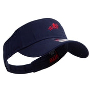 Horse Racing With Rider Embroidered Cotton Twill Sun Visor - Navy OSFM