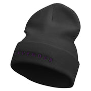 Lavender Embroidered 12 inch Long Knitted Beanie - Black OSFM