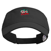 Cuba Sign with Flowers Embroidered Prostyle Cotton Twill Washed Visor - Black OSFM