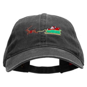 Santa In Transit Embroidered Washed Cotton Brass Buckle Cap