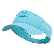 Frog Footprints Embroidered Washed Pigment Dyed Cotton Twill Visor - Aqua OSFM