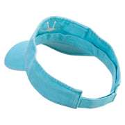 Frog Footprints Embroidered Washed Pigment Dyed Cotton Twill Visor - Aqua OSFM