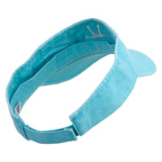 Frog Footprints Embroidered Washed Pigment Dyed Cotton Twill Visor - Aqua OSFM