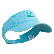 Frog Footprints Embroidered Washed Pigment Dyed Cotton Twill Visor - Aqua OSFM