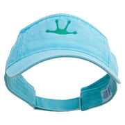 Frog Footprints Embroidered Washed Pigment Dyed Cotton Twill Visor - Aqua OSFM