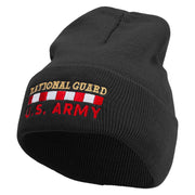 National Guard US Army Embroidered 12 inch Acrylic Cuffed Long Beanie - Black OSFM