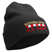 National Guard US Army Embroidered 12 inch Acrylic Cuffed Long Beanie - Black OSFM