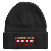 National Guard US Army Embroidered 12 inch Acrylic Cuffed Long Beanie - Black OSFM