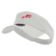 Horse Racing With Rider Embroidered Cotton Twill Sun Visor - White OSFM