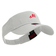 Horse Racing With Rider Embroidered Cotton Twill Sun Visor - White OSFM