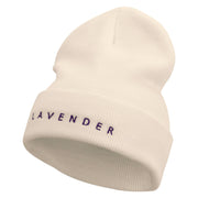 Lavender Embroidered 12 inch Long Knitted Beanie - Birch OSFM