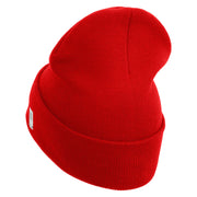 US Marine Corps Logo Embroidered 12 Inch Solid Knit Cuff Long Beanie Made in USA - Red OSFM