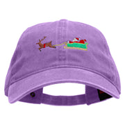 Santa In Transit Embroidered Washed Cotton Brass Buckle Cap