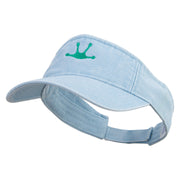 Frog Footprints Embroidered Washed Pigment Dyed Cotton Twill Visor - Lt-Blue OSFM