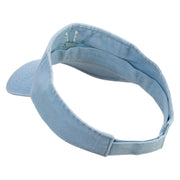 Frog Footprints Embroidered Washed Pigment Dyed Cotton Twill Visor - Lt-Blue OSFM