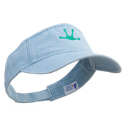 Frog Footprints Embroidered Washed Pigment Dyed Cotton Twill Visor - Lt-Blue OSFM