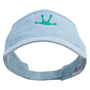 Frog Footprints Embroidered Washed Pigment Dyed Cotton Twill Visor - Lt-Blue OSFM