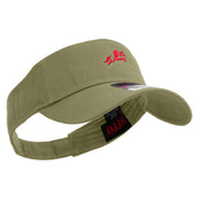 Horse Racing With Rider Embroidered Cotton Twill Sun Visor - Khaki OSFM