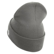 US Marine Corps Logo Embroidered 12 Inch Solid Knit Cuff Long Beanie Made in USA - Dk-Ash OSFM