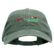 Santa In Transit Embroidered Washed Cotton Brass Buckle Cap