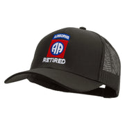 Licensed 82nd Airborne Retired Embroidered Solid Cotton Twill Mesh Prostyle Cap - Charcoal OSFM