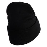 Christmas Snowflakes Rhinestud Iron on Glue Patched 12 Inch Long Knitted Beanie - Black OSFM