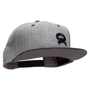 Our Embroidered Black Belt Patched Flat Bill Snapback Two Tone Cap - H-Black-Grey OSFM