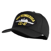 USS Ticonderoga CG 47 Patched Solid Cotton Twill 5 Panel Prostyle Snap Cap - Black OSFM