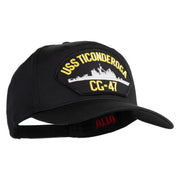 USS Ticonderoga CG 47 Patched Solid Cotton Twill 5 Panel Prostyle Snap Cap - Black OSFM