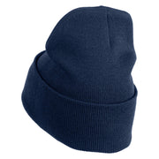 Christmas Snowflakes Rhinestud Iron on Glue Patched 12 Inch Long Knitted Beanie - Navy OSFM