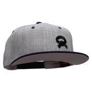 Our Embroidered Black Belt Patched Flat Bill Snapback Two Tone Cap - Navy-Grey OSFM