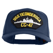 USS Ticonderoga CG 47 Patched Solid Cotton Twill 5 Panel Prostyle Snap Cap - Navy OSFM