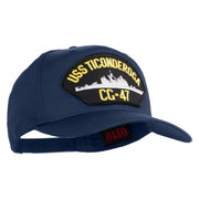 USS Ticonderoga CG 47 Patched Solid Cotton Twill 5 Panel Prostyle Snap Cap - Navy OSFM
