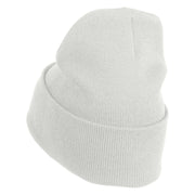 Christmas Snowflakes Rhinestud Iron on Glue Patched 12 Inch Long Knitted Beanie - White OSFM
