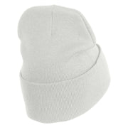 Christmas Snowflakes Rhinestud Iron on Glue Patched 12 Inch Long Knitted Beanie - White OSFM