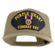 Purple Heart Combat Vet Patched Solid Cotton Twill 5 Panel Prostyle Snap Cap - Khaki OSFM