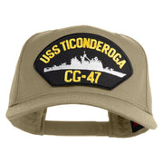 USS Ticonderoga CG 47 Patched Solid Cotton Twill 5 Panel Prostyle Snap Cap - Khaki OSFM