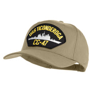 USS Ticonderoga CG 47 Patched Solid Cotton Twill 5 Panel Prostyle Snap Cap - Khaki OSFM