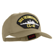 USS Ticonderoga CG 47 Patched Solid Cotton Twill 5 Panel Prostyle Snap Cap - Khaki OSFM